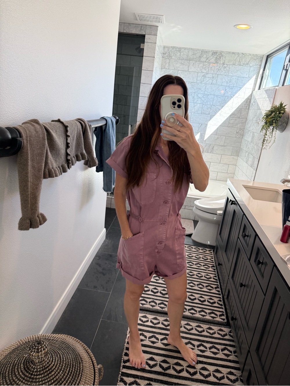 Pistola Mauve Button-Front Romper